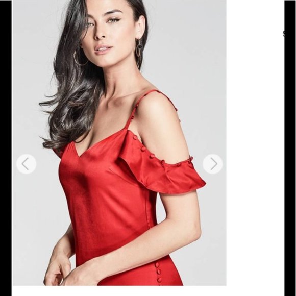 marciano $300 covered button red maxi dress - Picture 3 of 4